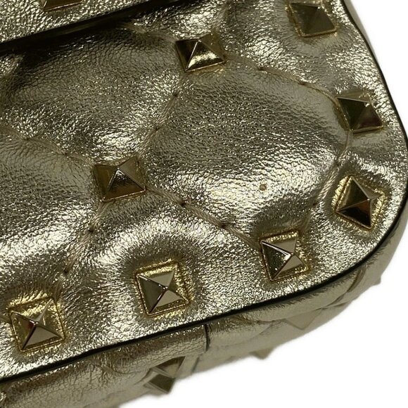 VALENTINOGARAVANI Rockstud Spike Small Bag - Gold Leather Handbag 958-082525 - Picture 7 of 14